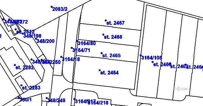 Parcela st. 2465 v KÚ Mařatice, Katastrální mapa