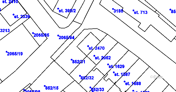 Parcela st. 2470 v KÚ Mařatice, Katastrální mapa