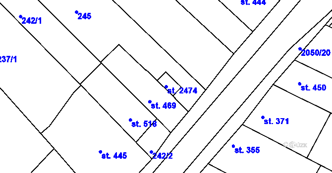 Parcela st. 2474 v KÚ Mařatice, Katastrální mapa