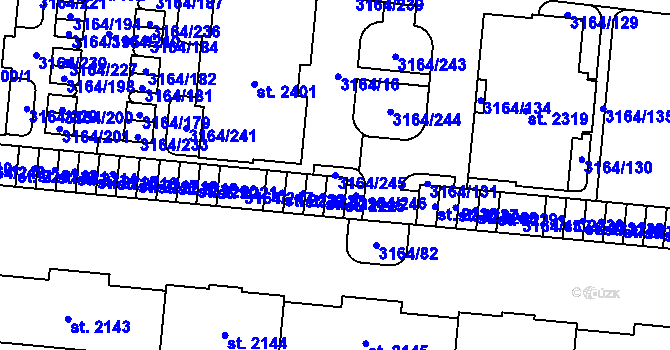 Parcela st. 3164/245 v KÚ Mařatice, Katastrální mapa
