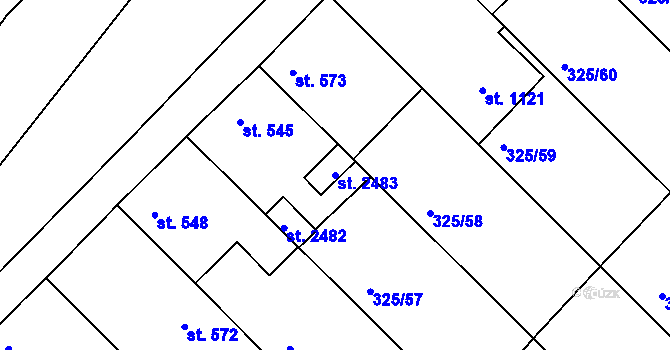 Parcela st. 2483 v KÚ Mařatice, Katastrální mapa