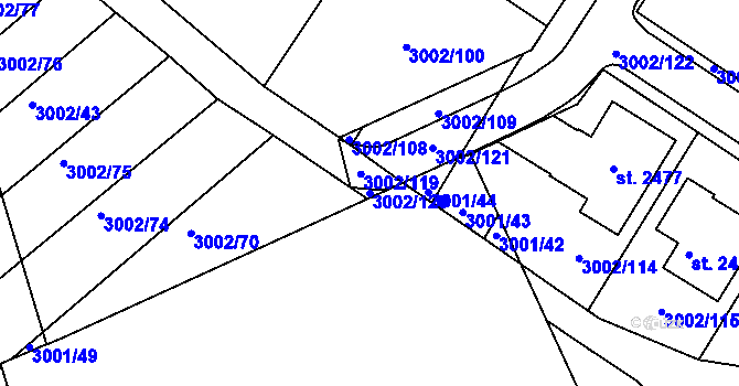 Parcela st. 3002/120 v KÚ Mařatice, Katastrální mapa