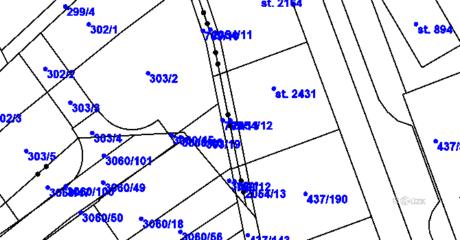Parcela st. 2054/12 v KÚ Mařatice, Katastrální mapa