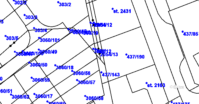 Parcela st. 2054/13 v KÚ Mařatice, Katastrální mapa