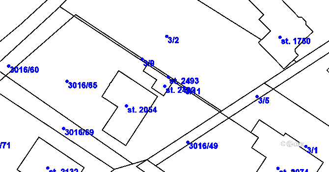 Parcela st. 2492 v KÚ Mařatice, Katastrální mapa
