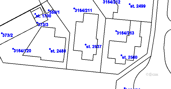 Parcela st. 2537 v KÚ Mařatice, Katastrální mapa
