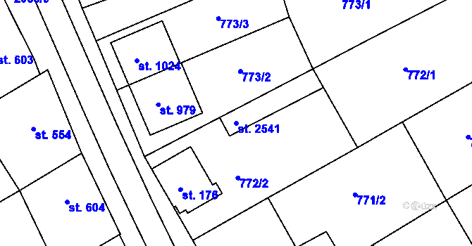 Parcela st. 2541 v KÚ Mařatice, Katastrální mapa