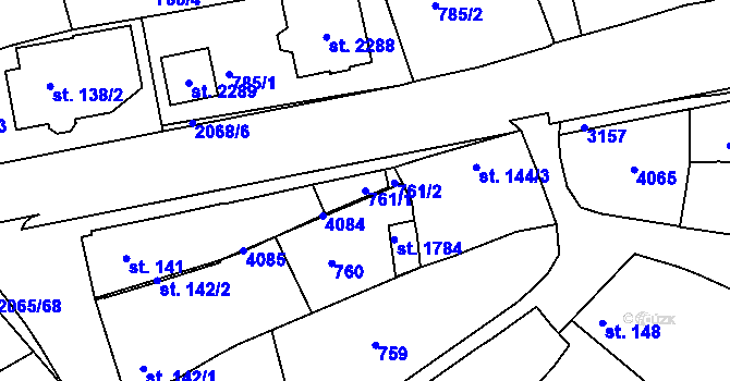 Parcela st. 761/1 v KÚ Mařatice, Katastrální mapa