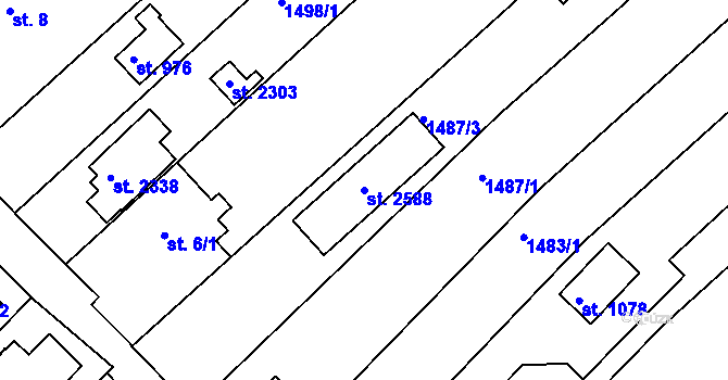 Parcela st. 2588 v KÚ Mařatice, Katastrální mapa