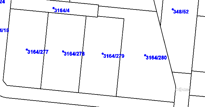 Parcela st. 3164/279 v KÚ Mařatice, Katastrální mapa