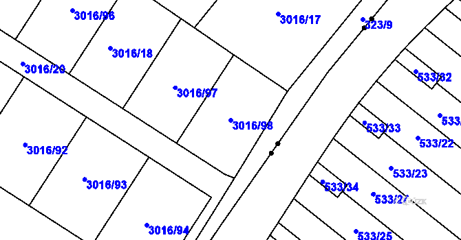 Parcela st. 3016/98 v KÚ Mařatice, Katastrální mapa