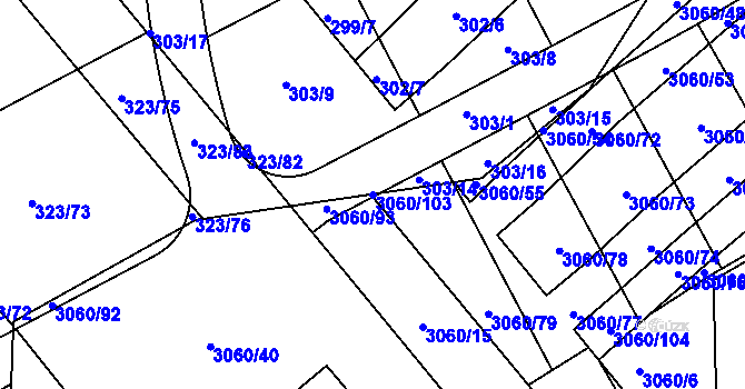 Parcela st. 3060/103 v KÚ Mařatice, Katastrální mapa