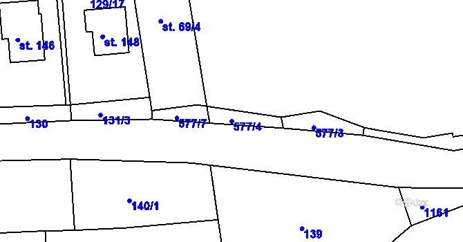 Parcela st. 577/4 v KÚ Uhersko, Katastrální mapa