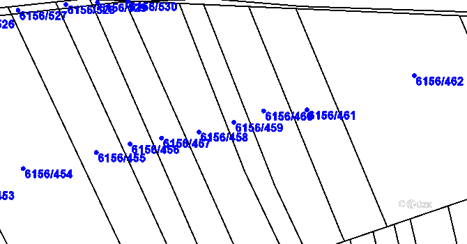 Parcela st. 6156/459 v KÚ Uherský Brod, Katastrální mapa