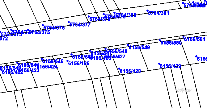 Parcela st. 6156/427 v KÚ Uherský Brod, Katastrální mapa