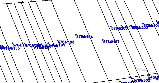 Parcela st. 5764/195 v KÚ Uherský Brod, Katastrální mapa