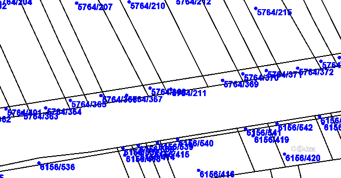 Parcela st. 5764/211 v KÚ Uherský Brod, Katastrální mapa