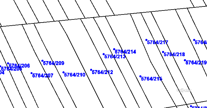 Parcela st. 5764/213 v KÚ Uherský Brod, Katastrální mapa