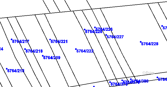 Parcela st. 5764/224 v KÚ Uherský Brod, Katastrální mapa