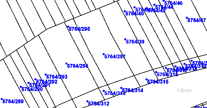 Parcela st. 5764/297 v KÚ Uherský Brod, Katastrální mapa