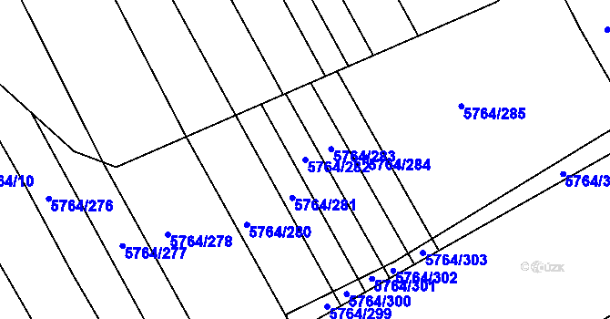 Parcela st. 5764/282 v KÚ Uherský Brod, Katastrální mapa