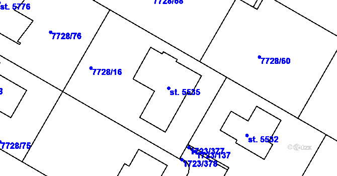 Parcela st. 5535 v KÚ Uherský Brod, Katastrální mapa