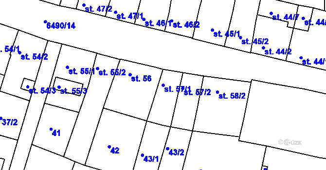 Parcela st. 57/1 v KÚ Uherský Brod, Katastrální mapa