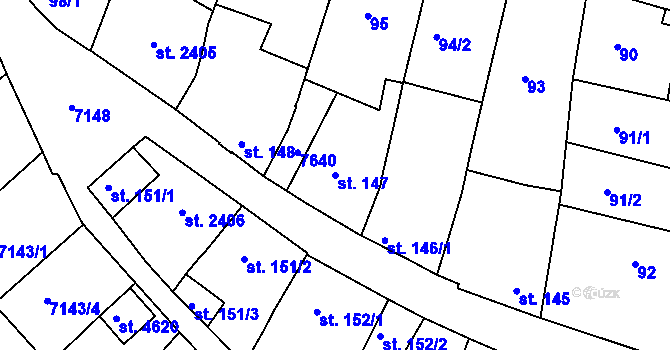 Parcela st. 147 v KÚ Uherský Brod, Katastrální mapa