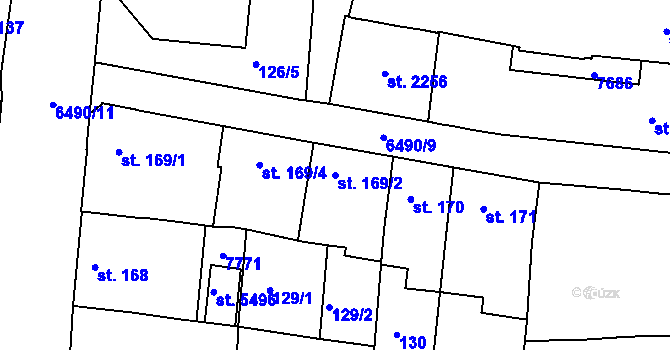 Parcela st. 169/2 v KÚ Uherský Brod, Katastrální mapa