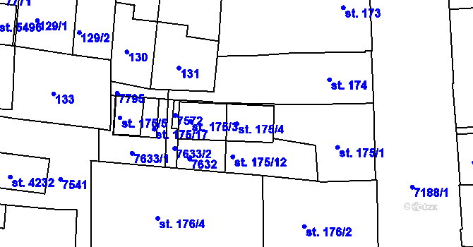 Parcela st. 175/4 v KÚ Uherský Brod, Katastrální mapa