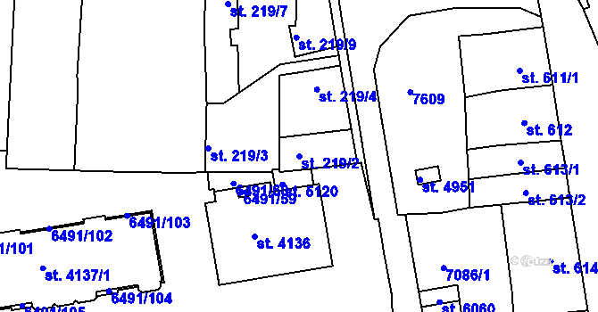 Parcela st. 219/2 v KÚ Uherský Brod, Katastrální mapa