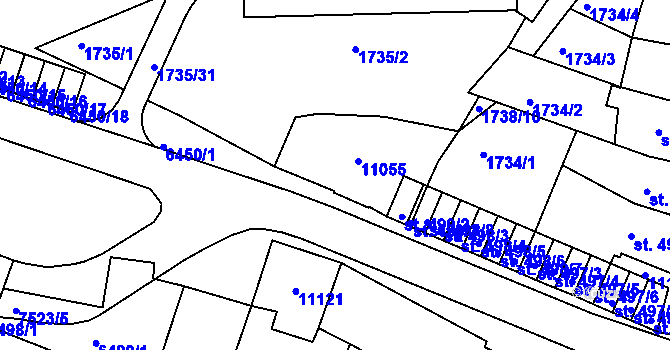 Parcela st. 499/1 v KÚ Uherský Brod, Katastrální mapa