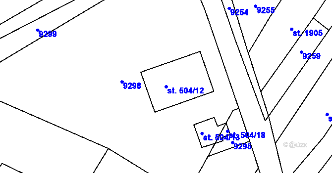 Parcela st. 504/12 v KÚ Uherský Brod, Katastrální mapa