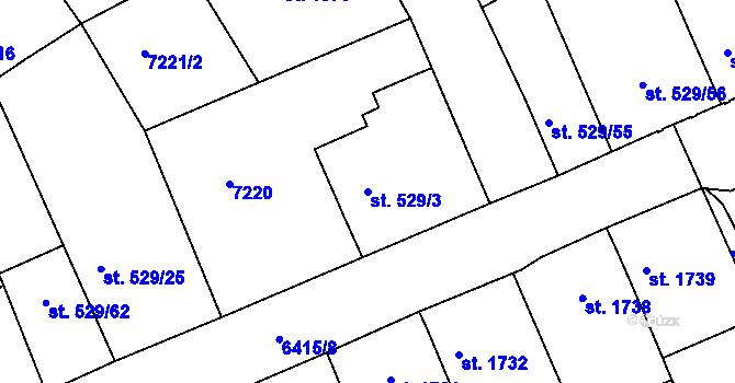 Parcela st. 529/3 v KÚ Uherský Brod, Katastrální mapa