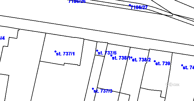 Parcela st. 737/5 v KÚ Uherský Brod, Katastrální mapa