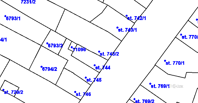 Parcela st. 743/2 v KÚ Uherský Brod, Katastrální mapa