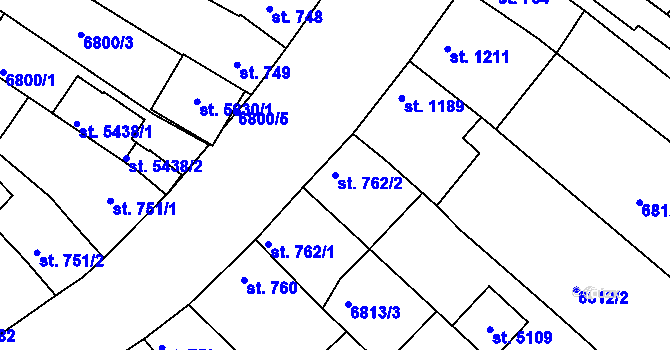 Parcela st. 762/2 v KÚ Uherský Brod, Katastrální mapa