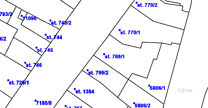 Parcela st. 769/1 v KÚ Uherský Brod, Katastrální mapa