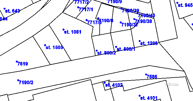 Parcela st. 800/2 v KÚ Uherský Brod, Katastrální mapa