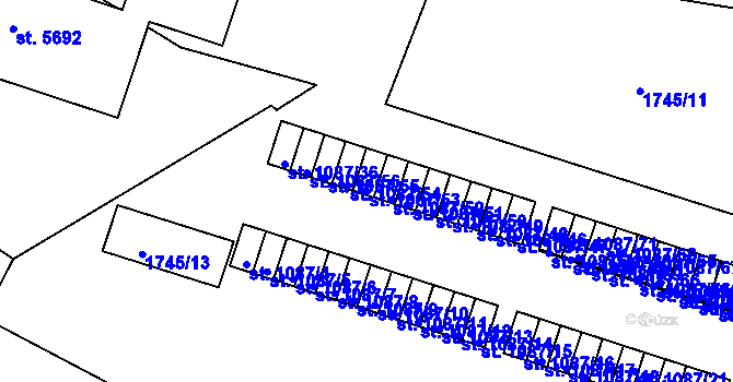 Parcela st. 1087/53 v KÚ Uherský Brod, Katastrální mapa