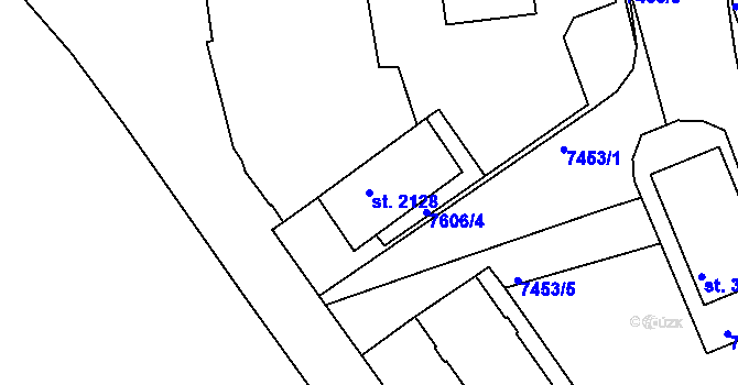 Parcela st. 2128 v KÚ Uherský Brod, Katastrální mapa