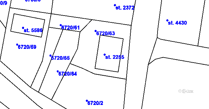 Parcela st. 2255 v KÚ Uherský Brod, Katastrální mapa