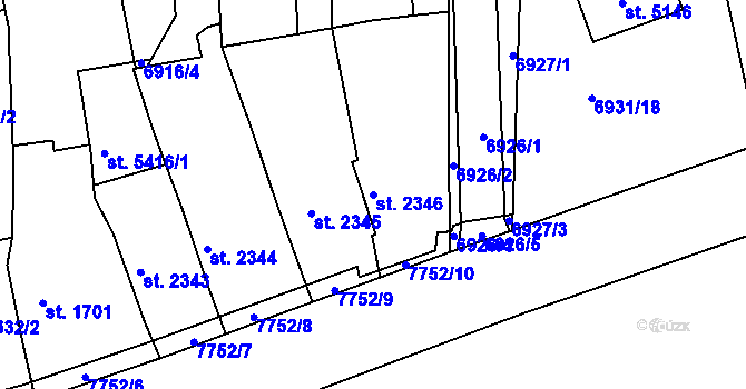 Parcela st. 2346 v KÚ Uherský Brod, Katastrální mapa