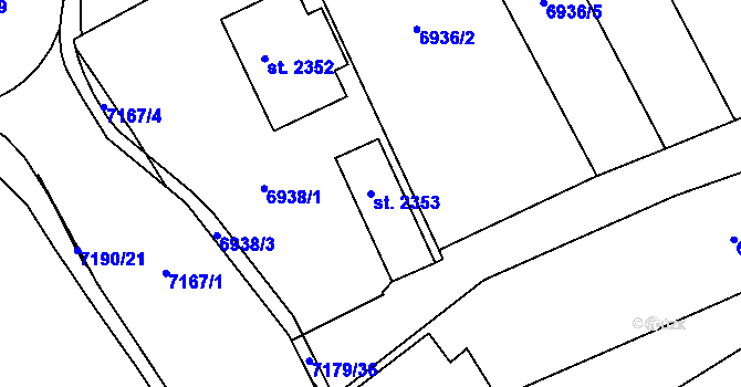 Parcela st. 2353 v KÚ Uherský Brod, Katastrální mapa