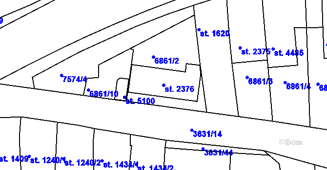 Parcela st. 2376 v KÚ Uherský Brod, Katastrální mapa