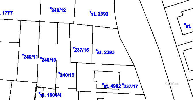 Parcela st. 2393 v KÚ Uherský Brod, Katastrální mapa