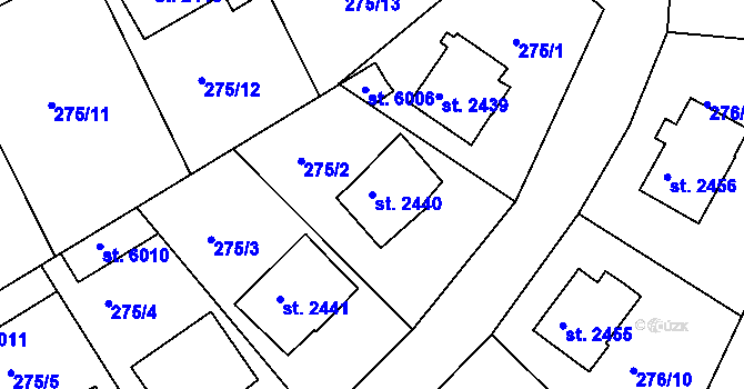 Parcela st. 2440 v KÚ Uherský Brod, Katastrální mapa