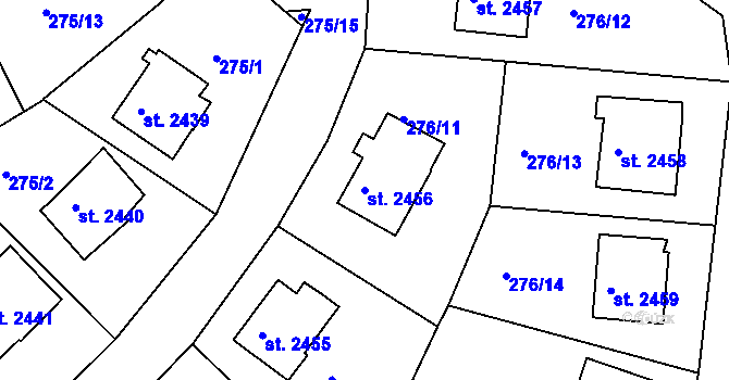 Parcela st. 2456 v KÚ Uherský Brod, Katastrální mapa