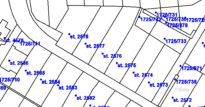 Parcela st. 2576 v KÚ Uherský Brod, Katastrální mapa