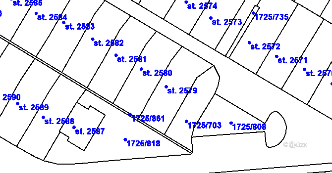 Parcela st. 2579 v KÚ Uherský Brod, Katastrální mapa